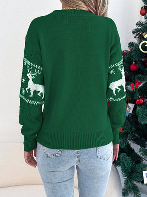 Christmas Reindeer Pattern Long-Sleeve With Sweaters
