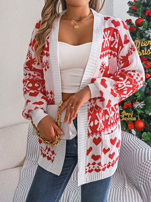 Christmas Reindeer Pattern Long-Sleeve Cardigans