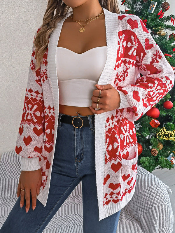 Christmas Reindeer Pattern Long-Sleeve Cardigans
