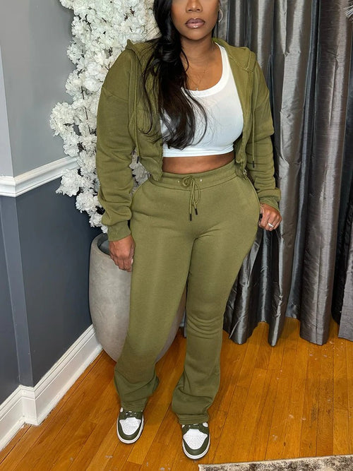 Basic Hoodie Extended Pants Set