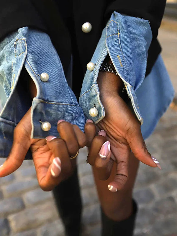 Denim Patchwork Blazer Jackets