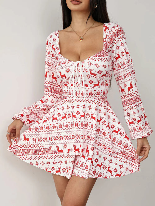 Satin Lace Backless Christmas Dresses
