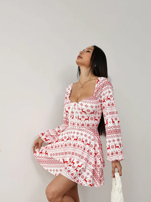 Satin Lace Backless Christmas Dresses