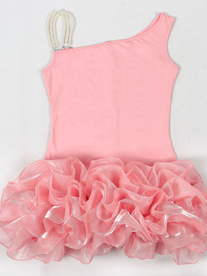 Pearl One-Shoulder Ruffle Dresses