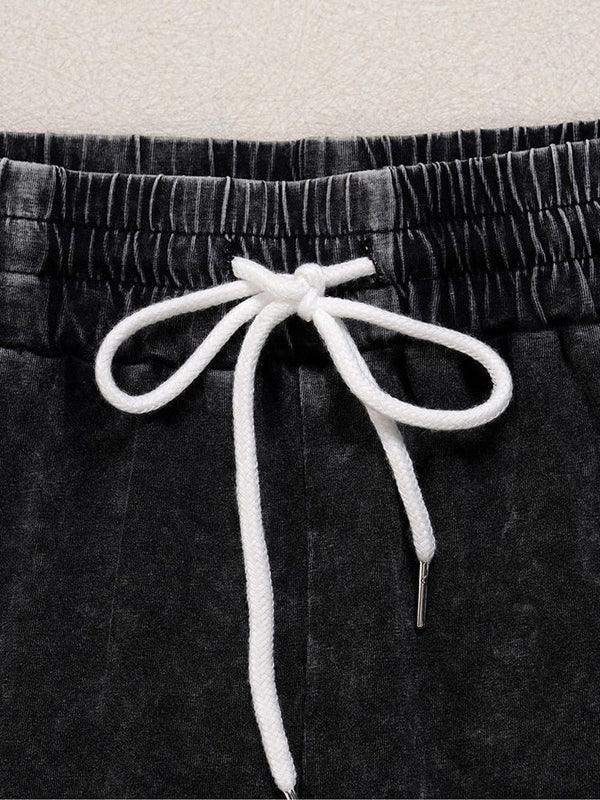 Washed Crop Hoodie Wide Pants Set