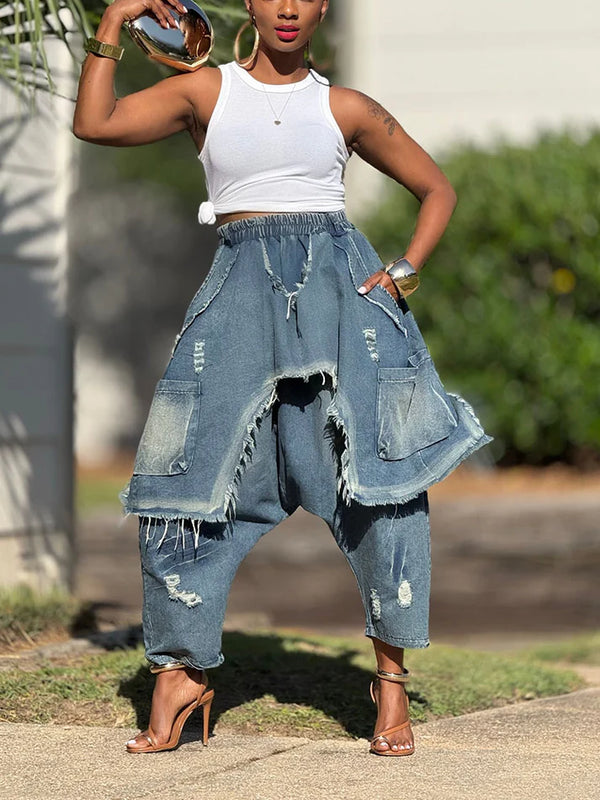 Harem Overlay Denim Jeans