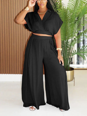 Breeze Cropped Top Wide Pants Set