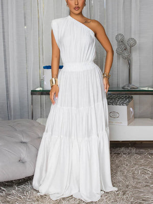 One-Shoulder Ruffle Tier Dresses