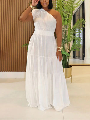 One-Shoulder Ruffle Tier Dresses