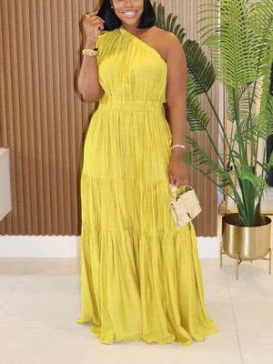 One-Shoulder Ruffle Tier Dresses
