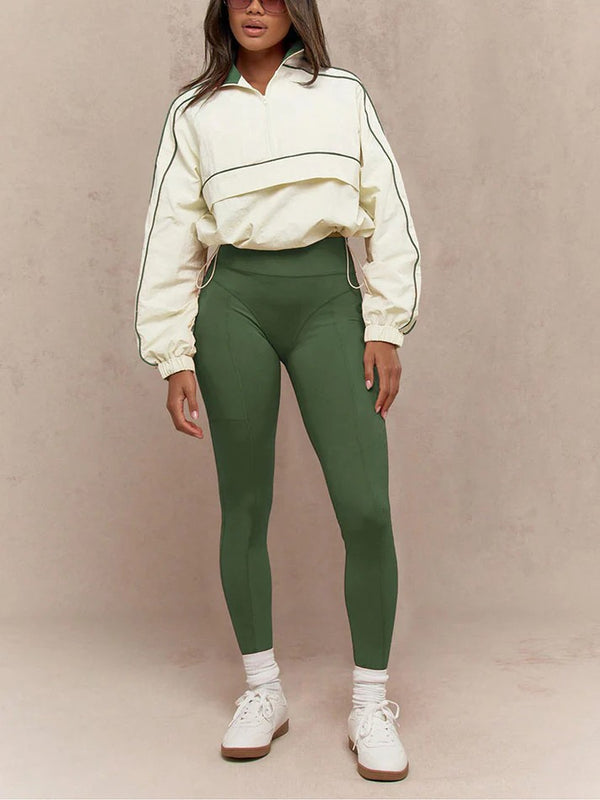 Athletic Jacket Leggings Track Set