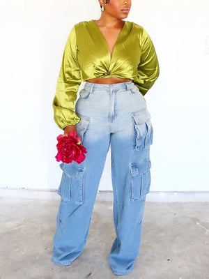 Gradient Wash Cargo Jeans