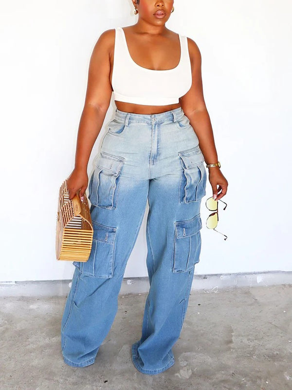 Gradient Wash Cargo Jeans