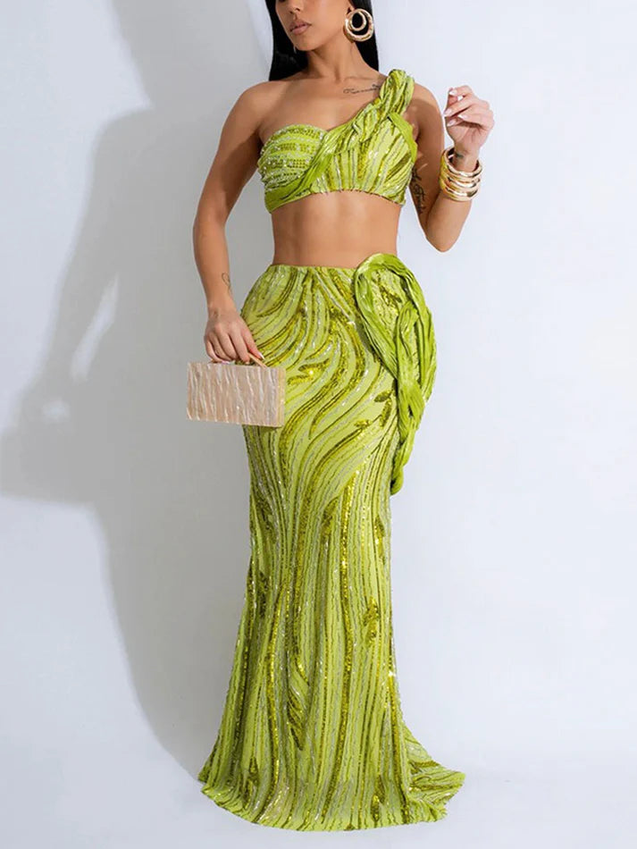 Glam Sequin Skirt Set