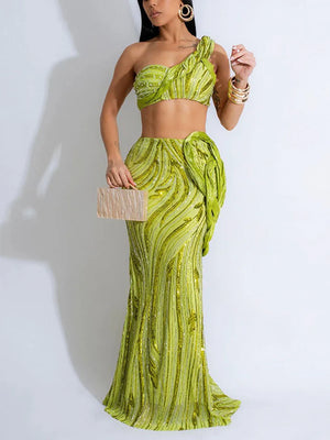 Glam Sequin Skirt Set
