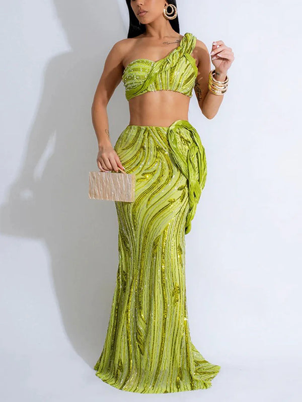Glam Sequin Skirt Set