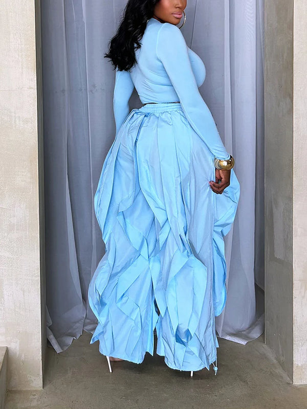 Sleek Top Windbreaker Pleated Pants Set