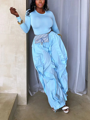 Sleek Top Windbreaker Pleated Pants Set