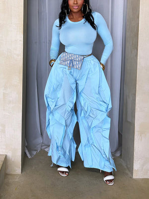 Sleek Top Windbreaker Pleated Pants Set