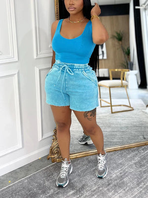 Washed Tank Top Shorts Set
