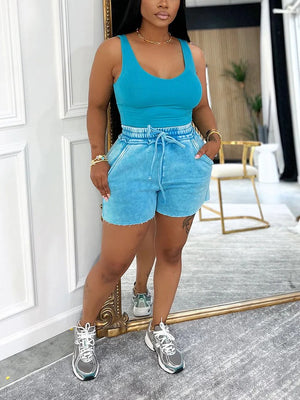 Washed Tank Top Shorts Set