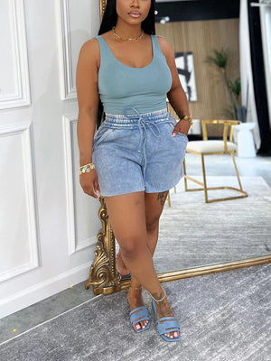 Washed Tank Top Shorts Set