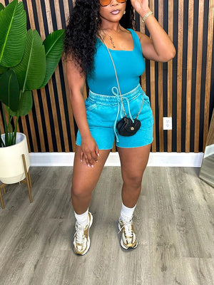 Washed Tank Top Shorts Set