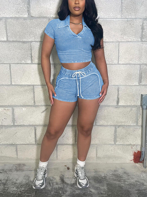 Mineral Crop Top Short Set