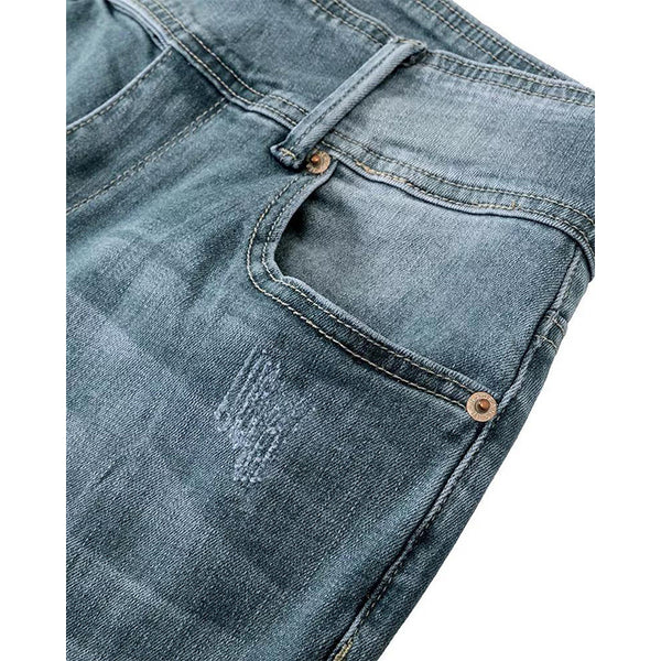 Retro Side Button Mid Rise Flares Jeans