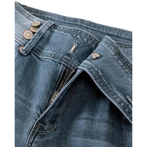 Retro Side Button Mid Rise Flares Jeans