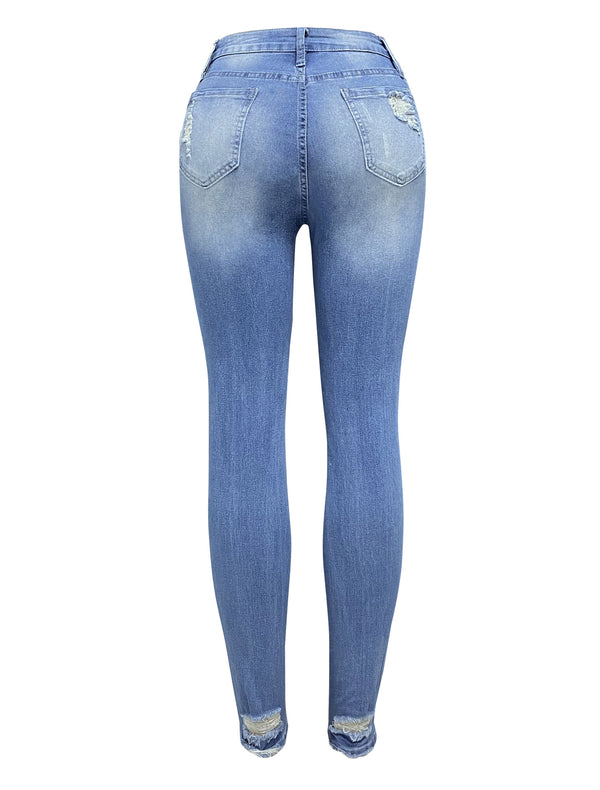 Distressed Mid-rise Bodycon Jeans