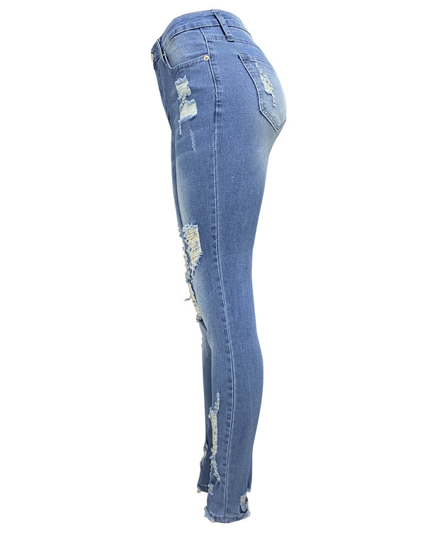 Distressed Mid-rise Bodycon Jeans