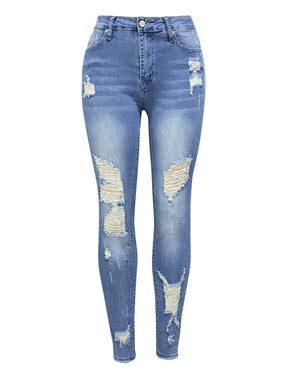 Distressed Mid-rise Bodycon Jeans