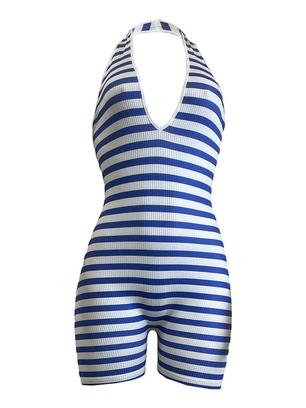 Striped Halter Jumpsuits