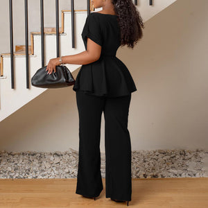 Tie Waist High Waisted Wide Leg Set