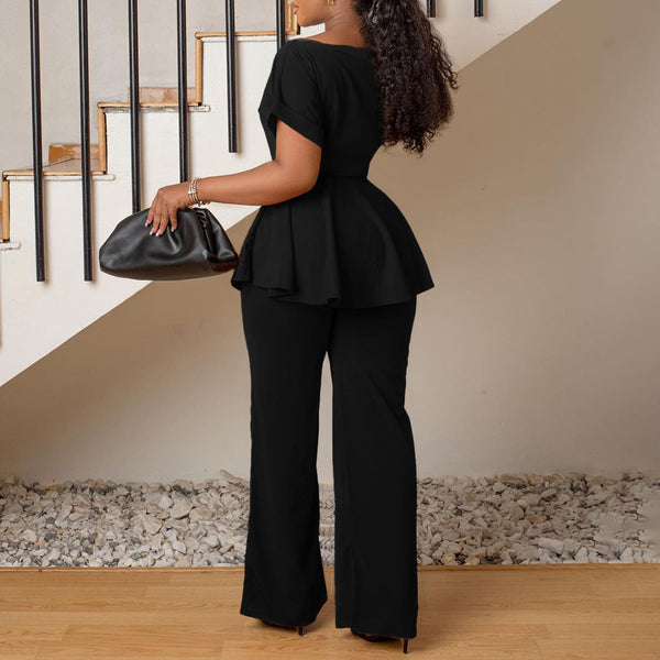 Tie Waist High Waisted Wide Leg Set