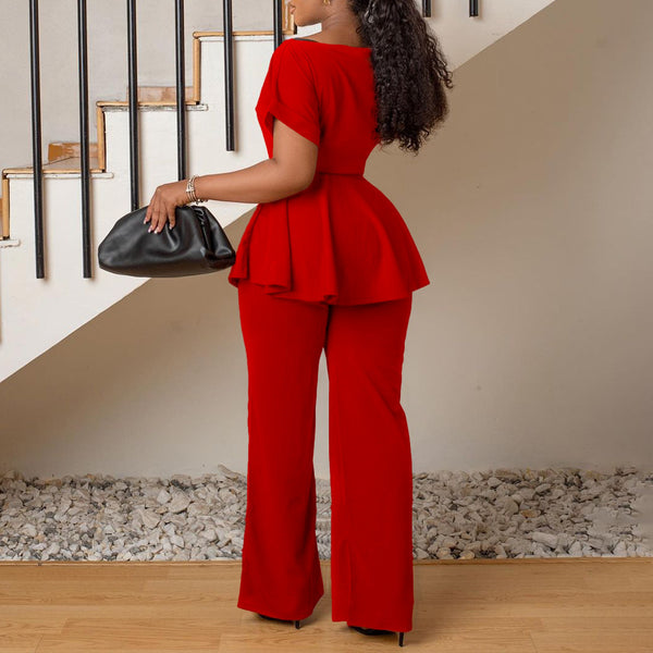 Tie Waist High Waisted Wide Leg Set