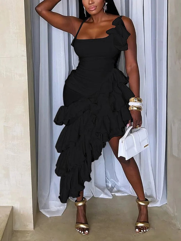 Statement Asymmetrical Ruffled Dresses