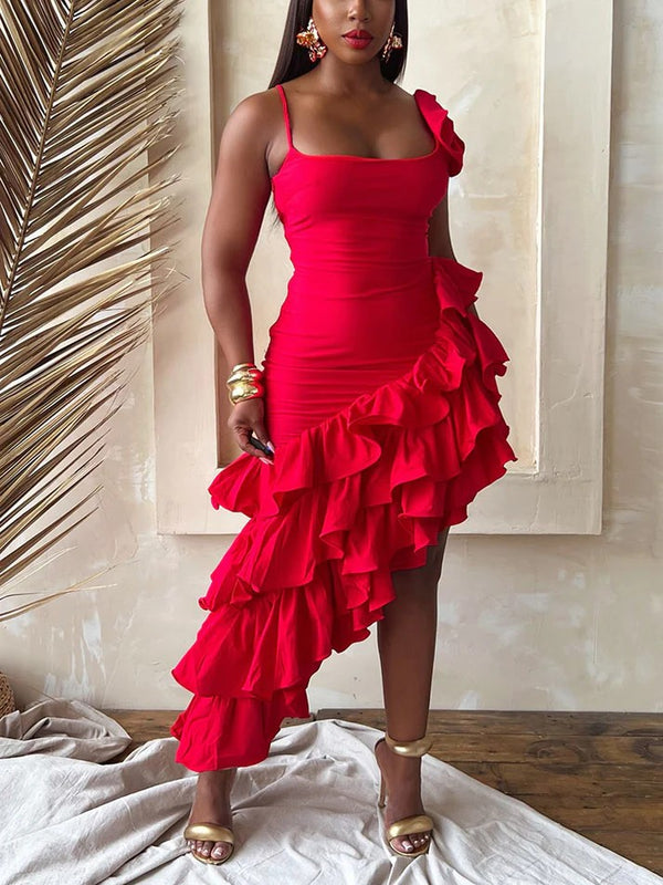 Statement Asymmetrical Ruffled Dresses