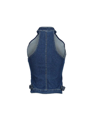 Ruched Denim Top Shorts Set