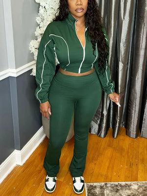 Vibrant Jacket Flared Pants Set