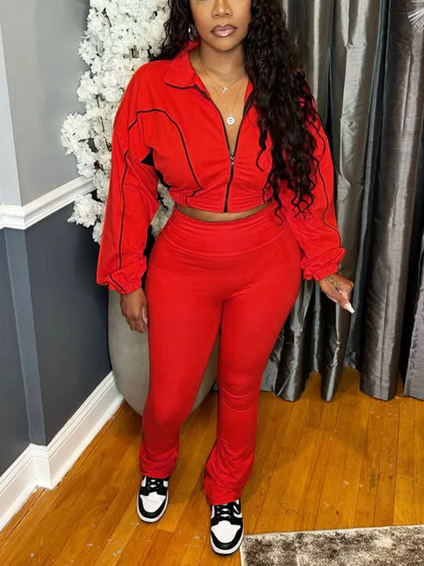 Vibrant Jacket Flared Pants Set