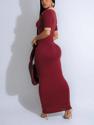 Contrast Polo Bodycon Maxi Dresses