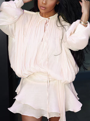 Dreamy Silky Satin Ruffle Mini Dress