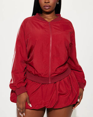 Sporty Jacket Bubble Skirt Set