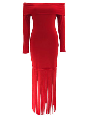 Off Shoulder Fringe Dresses