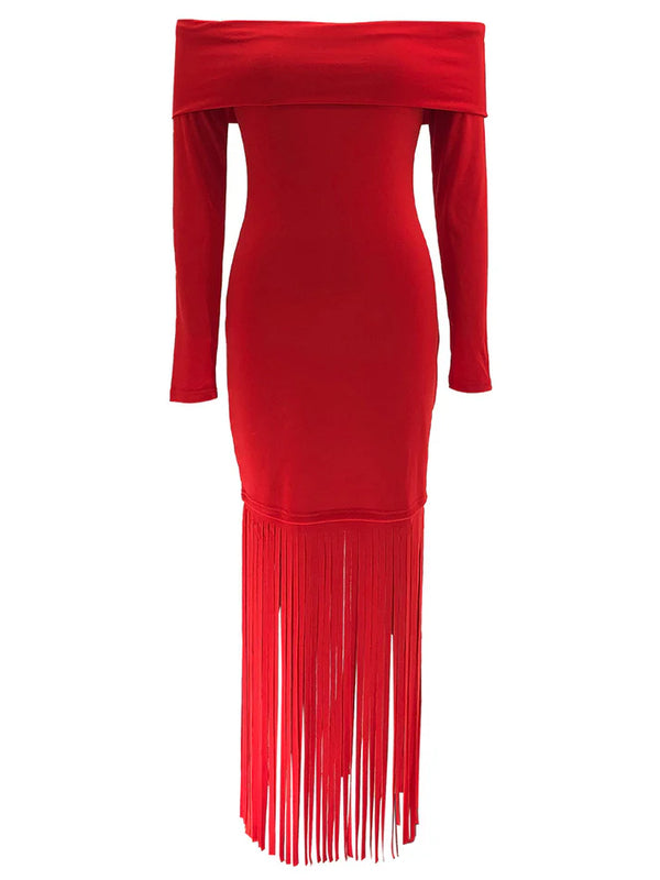 Off Shoulder Fringe Dresses