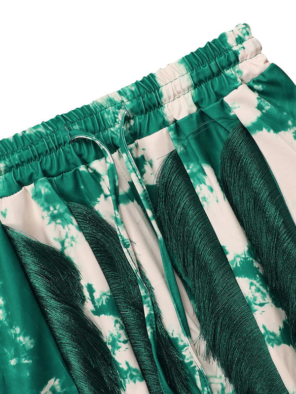 Tie Dye Bodysuit Fringe Pants Set