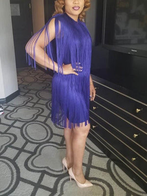 Fringe Sleeveless Mini Dresses