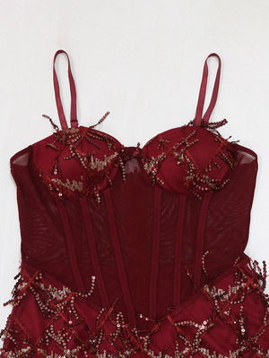 Sequin Fringed Gown Maxi Dresses